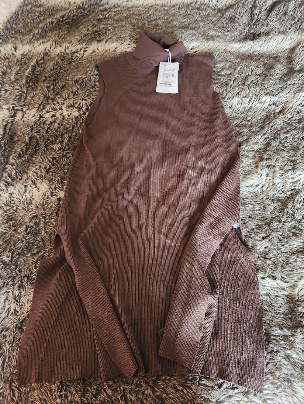 Brown Sleeveless Mock Neck Sweater - Lounge Nine- Size XL- BNWT